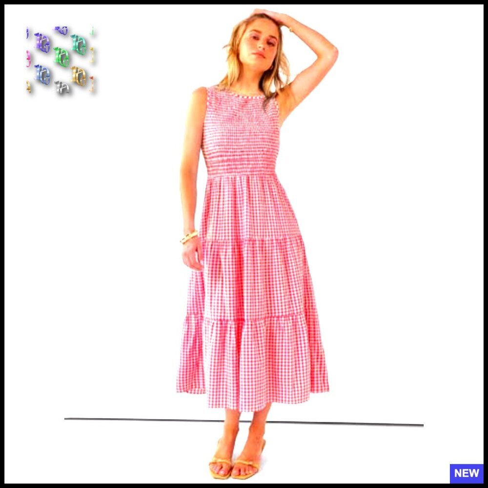 Sleeveless Maxi Dress Smocked Bodice Tiered Boho Casual Beach Sundress - Picture 3 of 7